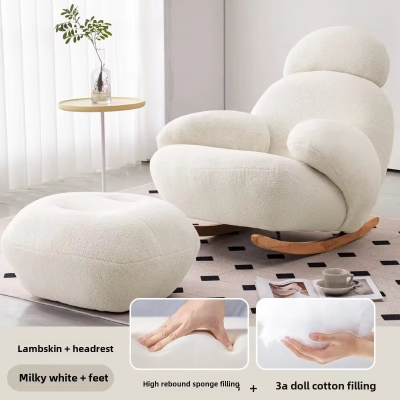 Fluffy White Living Room Chair Meuble Salon Home Furniture Living Room Vanity Chair Lounge Recliner Modern Cute Floor Ergonomic