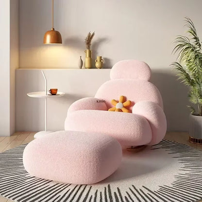 Fluffy White Living Room Chair Meuble Salon Home Furniture Living Room Vanity Chair Lounge Recliner Modern Cute Floor Ergonomic