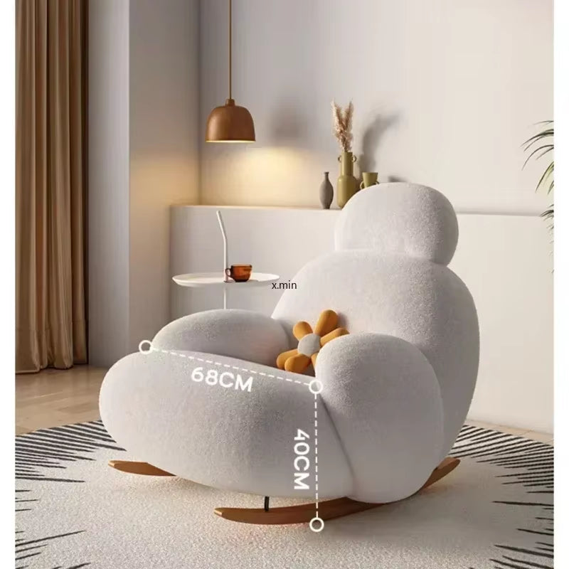 Fluffy White Living Room Chair Meuble Salon Home Furniture Living Room Vanity Chair Lounge Recliner Modern Cute Floor Ergonomic