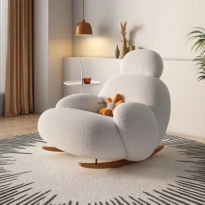 Fluffy White Living Room Chair Meuble Salon Home Furniture Living Room Vanity Chair Lounge Recliner Modern Cute Floor Ergonomic